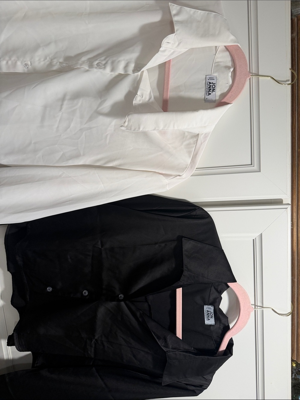 Jon & Anna Contemporary Ivory and Black Cropped Button-Down Shirts
